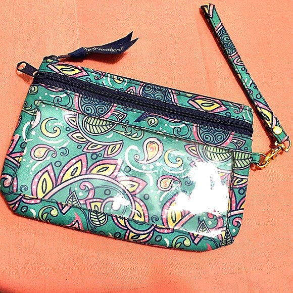 🍑Simply Southern Large Teal Paisley Wristlet🍑 - Picture 4 of 9